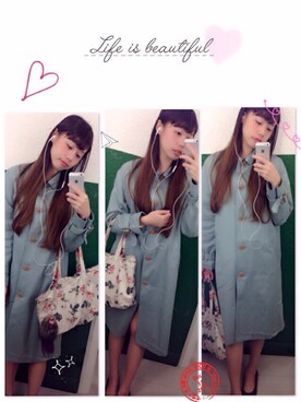 「ehka sopo（エヘカソポ）のアイテム（トレンチコート）」を使った、erika さん（レディース・160cm）の冬コーディネート