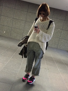 「Cafettyのアイテム（サロペット/オーバーオール、その他）」を使った、REIKAさん（レディース・168cm）の秋コーディネート