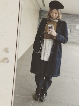 「Cafettyのアイテム（ダウンジャケット/コート、ブルー系）」を使った、REIKAさん（レディース・168cm）の秋コーディネート