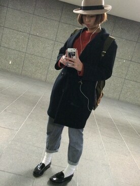 「HARUTA（ハルタ）のアイテム（ドレスシューズ、ブラック系）」を使った、REIKAさん（レディース・168cm）の秋コーディネート