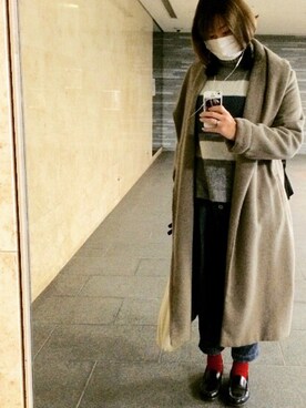 「HARUTA（ハルタ）のアイテム（ドレスシューズ、ブラウン系）」を使った、REIKAさん（レディース・168cm）の冬コーディネート