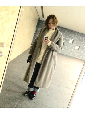 「HARUTA（ハルタ）のアイテム（ドレスシューズ、ブラウン系）」を使った、REIKAさん（レディース・168cm）の冬コーディネート