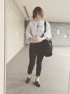 「HARUTA（ハルタ）のアイテム（ドレスシューズ、ブラック系）」を使った、REIKAさん（レディース・168cm）の秋コーディネート