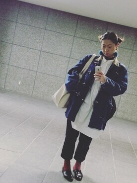 「Cafettyのアイテム（その他パンツ、ブラック系）」を使った、REIKAさん（レディース・168cm）の冬コーディネート