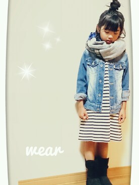 「DENIM BAR（デニム　バー）のアイテム」を使った、ryonさん（キッズ・125cm）の秋コーディネート