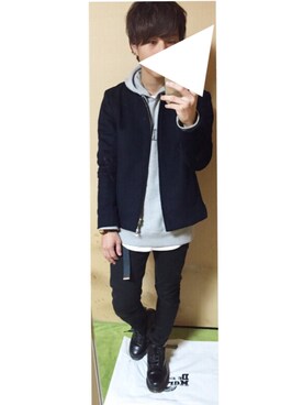 「Dr. Martens（ドクターマーチン）のDr.Martens 6EYE BOOT（ブーツ）」を使った、ごんごんさん（メンズ・165cm）の冬コーディネート