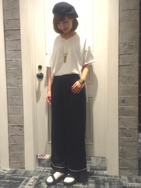 「HARE（ハレ）のアイテム（帽子）」を使った、momoさん（レディース・165cm）の夏コーディネート