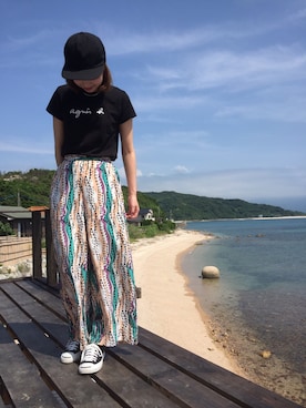 「OSMOSIS（オズモーシス）のアイテム」を使った、momoさん（レディース・165cm）の夏コーディネート