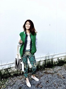 「PULL&BEAR（プルアンドベア）のアイテム（スタジャン）」を使った、ℐoyce Ånnさん（レディース・165cm）の夏コーディネート