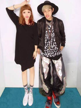 「MONKI（モンキ）のアイテム（ワンピース、レッド系）」を使った、♡K̸a̸n̸a̸♡☻さん（レディース・163cm）の秋コーディネート