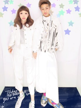 「カップル」｜「アイテム（デニムジャケット）」を使った、♡K̸a̸n̸a̸♡☻さん（レディース・163cm）の春コーディネート