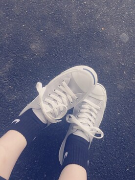 「JACK PURCELL（ジャックパーセル）のアイテム（スニーカー、グレー系）」を使った、♡K̸a̸n̸a̸♡☻さん（レディース・163cm）の春コーディネート