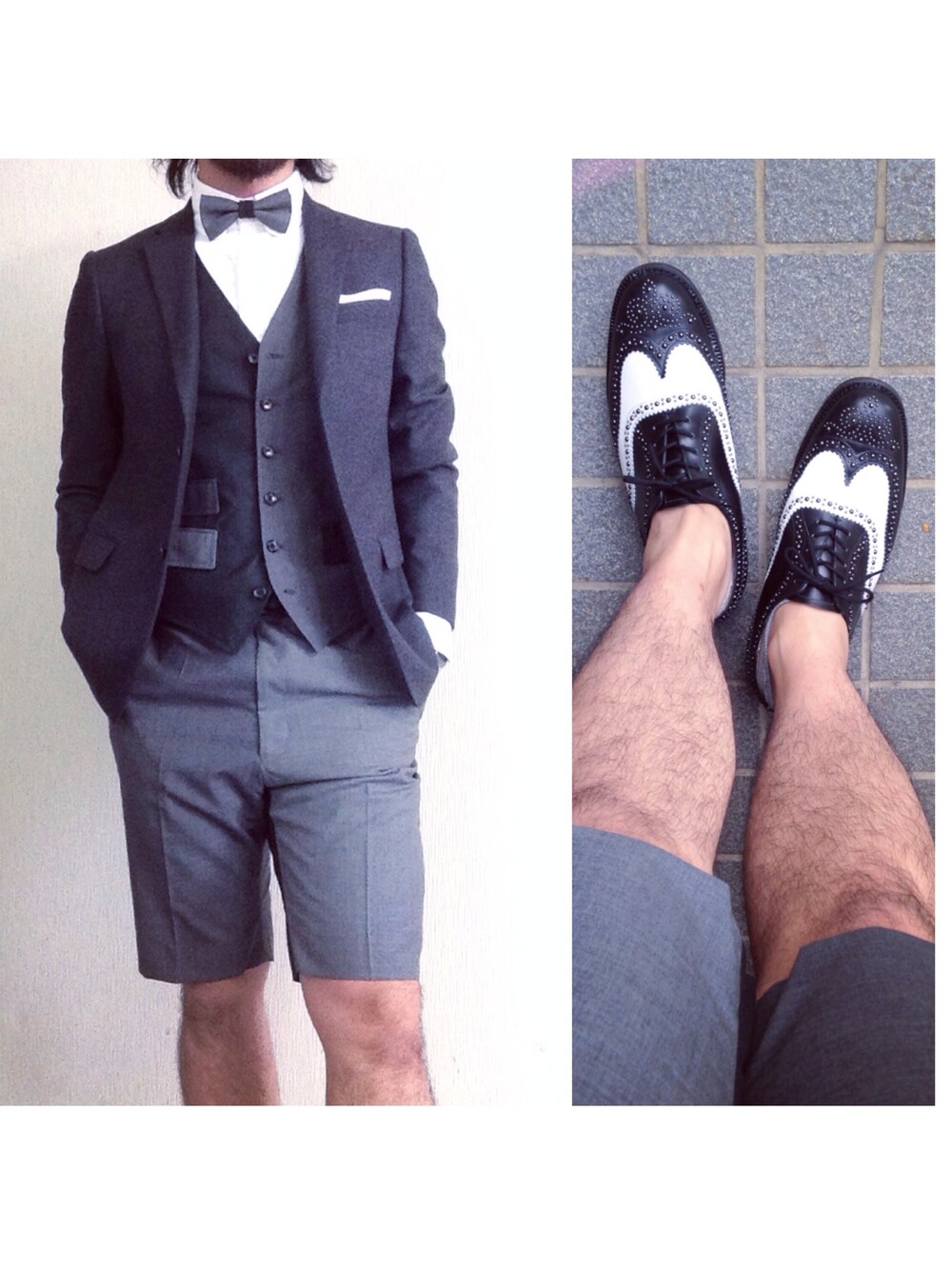 「THOMBROWNE、THOM BRONWE.、THOM BROWNE、nick wooster、united arrows、plusj、church's、PANERAI」｜「+jのチャコールグレージャケット（テーラードジャケット、グレー系）」を使った、hatlogyさん（メンズ・182cm）の秋コーディネートの1枚目の写真
