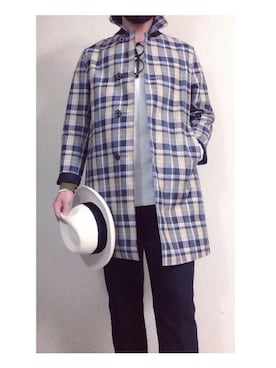 「MACKINTOSH」｜「アイテム（帽子）」を使った、hatlogyさん（メンズ・182cm）の秋コーディネート