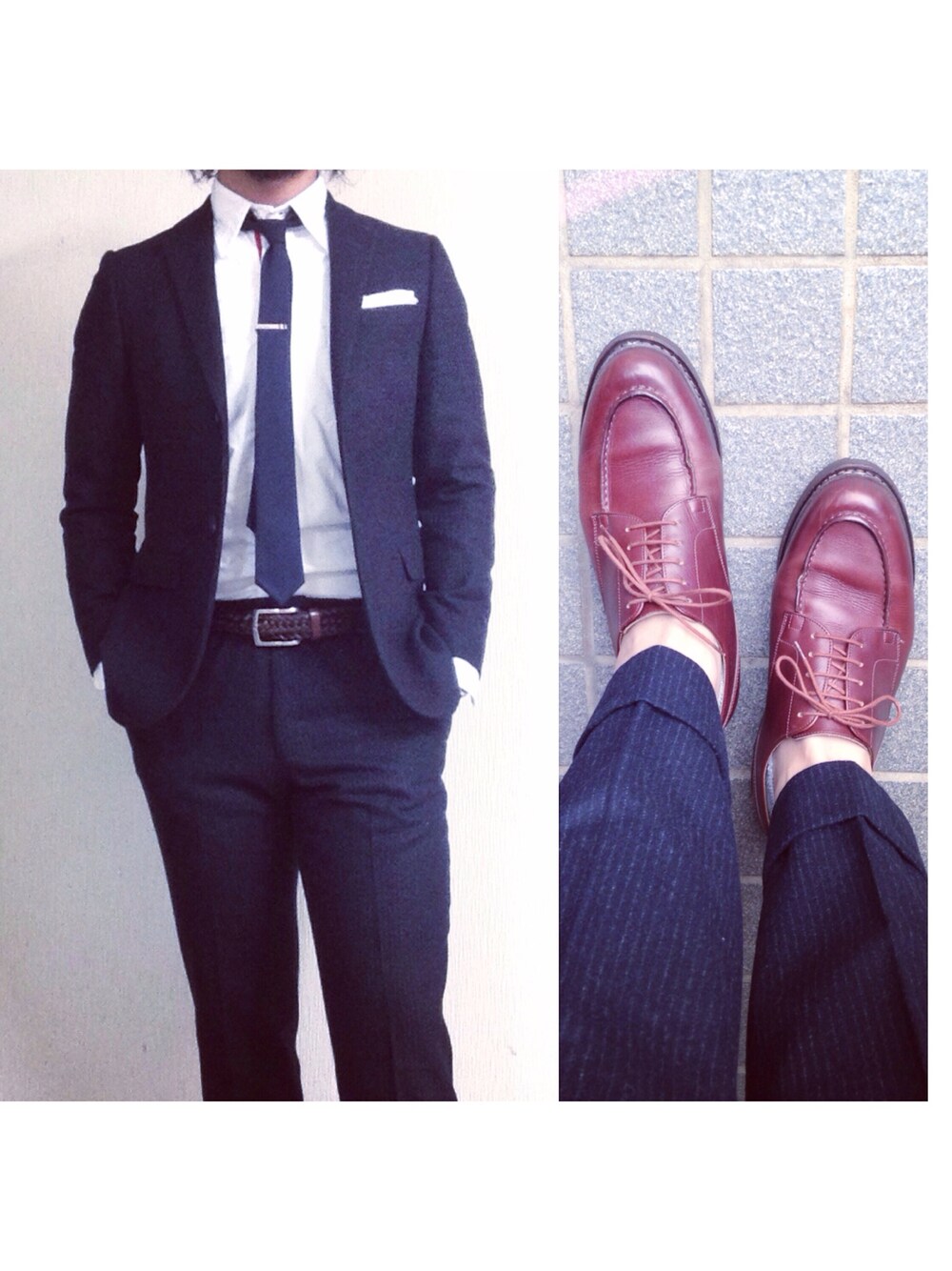 「plusj、THOMBROWNE、Paraboot、PANERAI」｜「plusjのネイビージャケット（テーラードジャケット、ブルー系）」を使った、hatlogyさん（メンズ・182cm）の秋コーディネートの1枚目の写真
