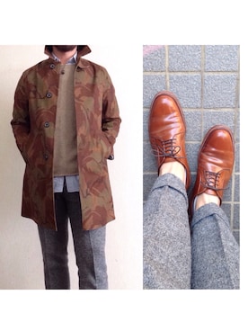 「MACKINTOSH」｜「アイテム（スラックス）」を使った、hatlogyさん（メンズ・182cm）の春コーディネート