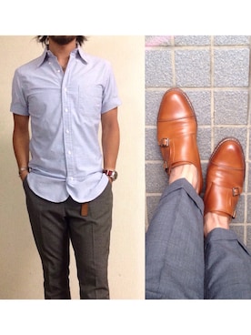 「nonnative（ノンネイティブ）のアイテム（スラックス）」を使った、hatlogyさん（メンズ・182cm）の夏コーディネート