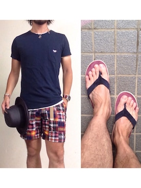 「nonnative（ノンネイティブ）のアイテム（サンダル）」を使った、hatlogyさん（メンズ・182cm）の夏コーディネート