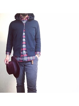 「curly」｜「アイテム（帽子）」を使った、hatlogyさん（メンズ・182cm）の秋コーディネート