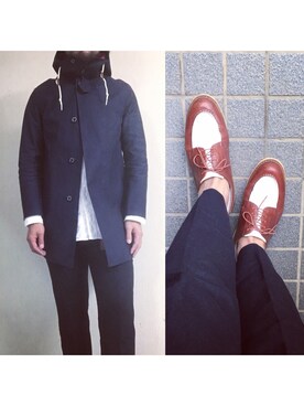 「MACKINTOSH」｜「アイテム（スラックス）」を使った、hatlogyさん（メンズ・182cm）の秋コーディネート