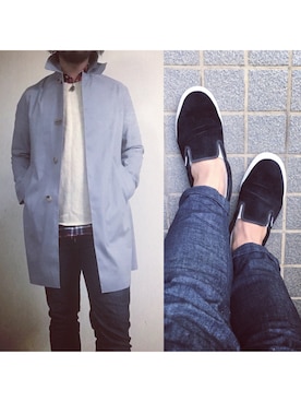 「MACKINTOSH」｜「アイテム（スラックス）」を使った、hatlogyさん（メンズ・182cm）の冬コーディネート
