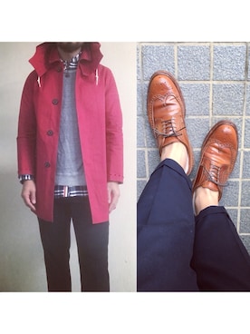 「MACKINTOSH」｜「アイテム（スウェット）」を使った、hatlogyさん（メンズ・182cm）の冬コーディネート