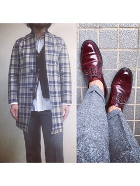 「MACKINTOSH」｜「アイテム（スラックス）」を使った、hatlogyさん（メンズ・182cm）の冬コーディネート