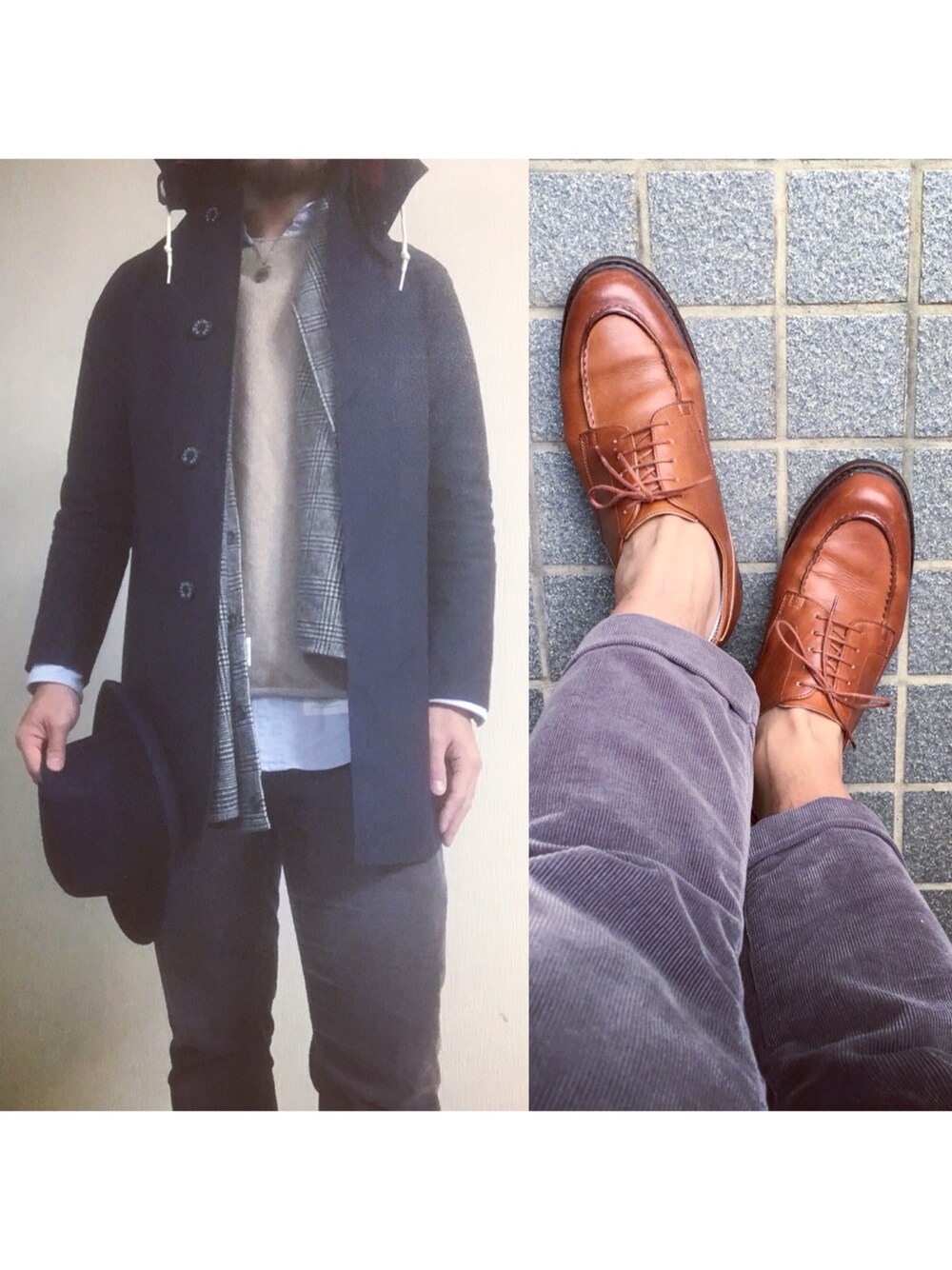 「THOMBROWNE、nor easterly、MACKINTOSH、ENGINEERED GARMENTS、SOPHNET.、WACKO MARIA 、Paraboot」｜「THOM BROWNEのアイテム（シャツ/ブラウス、ブルー系）」を使った、hatlogyさん（メンズ・182cm）の冬コーディネートの1枚目の写真