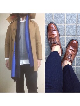 「MACKINTOSH」｜「アイテム（スラックス）」を使った、hatlogyさん（メンズ・182cm）の冬コーディネート