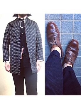 「アイテム（ネクタイピン）」を使った、hatlogyさん（メンズ・182cm）の冬コーディネート