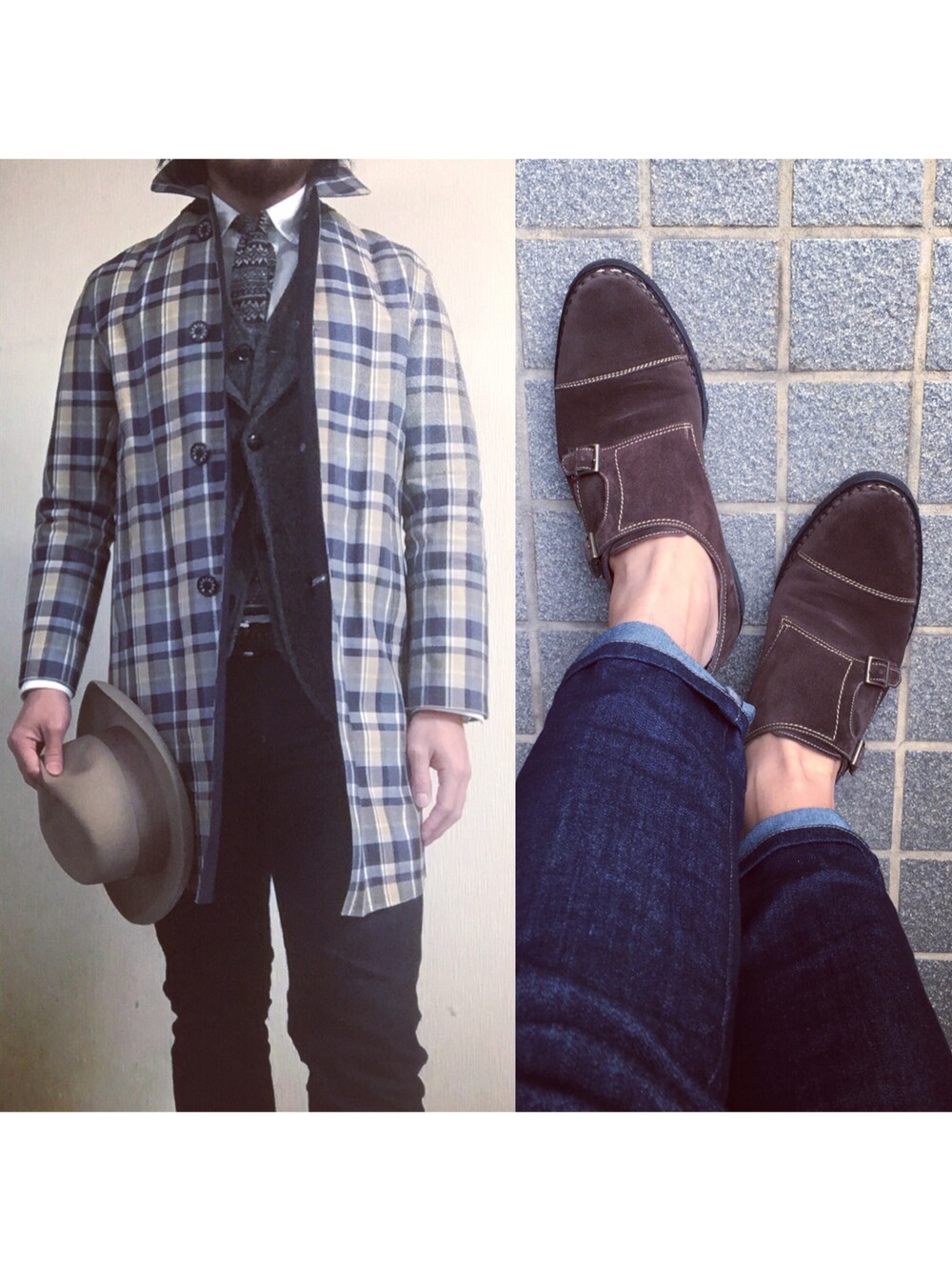 「MACKINTOSH、Harris Tweed、URBAN RESEARCH、beams plus、THOMBROWNE、UNIQLO、Paraboot、sacai、sacai men's」｜「THOM BROWNEのアイテム（シャツ/ブラウス、ホワイト系）」を使った、hatlogyさん（メンズ・182cm）の冬コーディネートの1枚目の写真