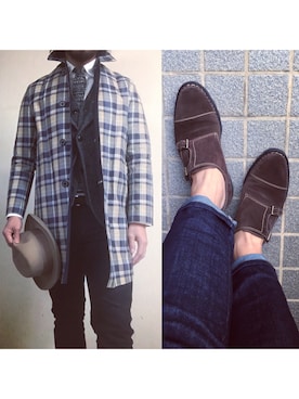 「MACKINTOSH」｜「アイテム（帽子）」を使った、hatlogyさん（メンズ・182cm）の冬コーディネート
