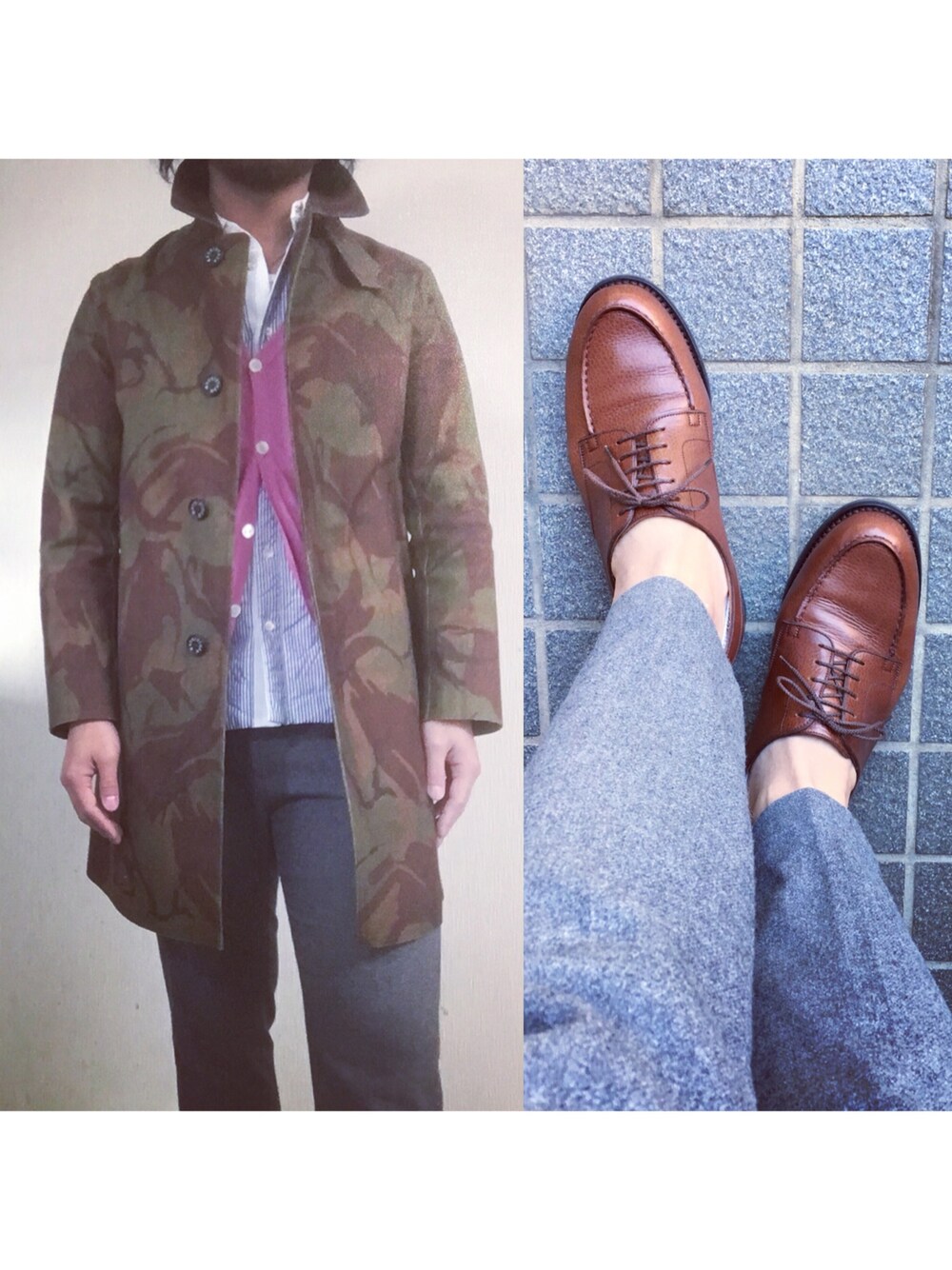 「MACKINTOSH、TSUMORI CHISATO、sacai、sacai men's、journal standard、J.M.WESTON」｜「Sacaiのアイテム（シャツ/ブラウス、ブルー系）」を使った、hatlogyさん（メンズ・182cm）の冬コーディネートの1枚目の写真