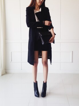 「hollygardenのアイテム（トレンチコート、ブラック系）」を使った、홀리가든さん（レディース・167cm）の秋コーディネート