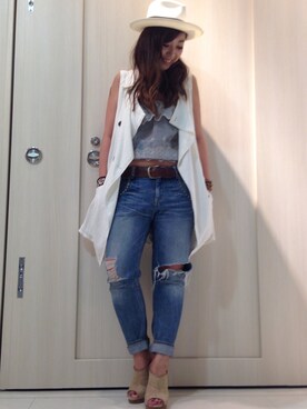 「Ungrid（アングリッド）のアイテム（チューブトップ）」を使った、manachin◡̈*さん（レディース・154cm）の夏コーディネート