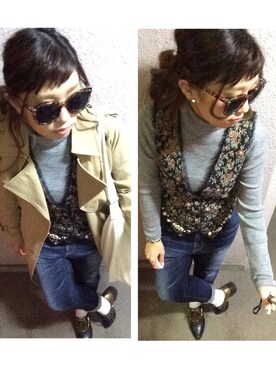 「Ralph Lauren」｜「アイテム（トレンチコート）」を使った、manachin◡̈*さん（レディース・154cm）の秋コーディネート