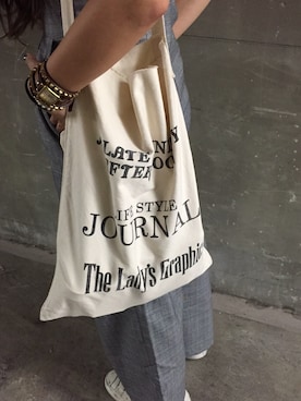 「TODAYFUL（トゥデイフル）のVintageトートバッグ（トートバッグ）」を使った、manachin◡̈*さん（レディース・156cm）の夏コーディネート