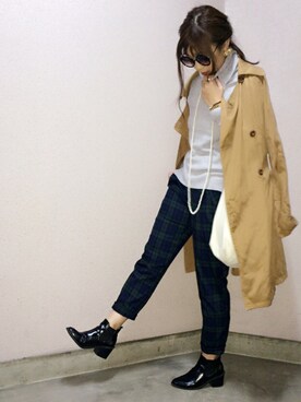 「DRWCYS」｜「アイテム（トレンチコート）」を使った、manachin◡̈*さん（レディース・156cm）の秋コーディネート