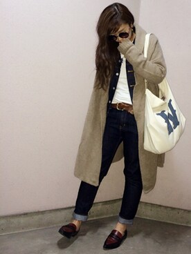 「DRWCYS」｜「アイテム（ローファー）」を使った、manachin◡̈*さん（レディース・156cm）の秋コーディネート