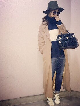 「DRWCYS」｜「アイテム（トレンチコート）」を使った、manachin◡̈*さん（レディース・156cm）の秋コーディネート
