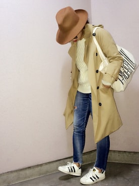 「Ungrid（アングリッド）のフレイドヘムストスリ（デニムパンツ）」を使った、manachin◡̈*さん（レディース・156cm）の秋コーディネート