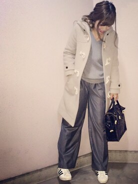 「TODAYFUL（トゥデイフル）のアイテム（ダッフルコート）」を使った、manachin◡̈*さん（レディース・156cm）の冬コーディネート