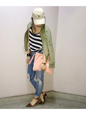 「Ralph Lauren」｜「アイテム（ミリタリージャケット）」を使った、manachin◡̈*さん（レディース・156cm）の夏コーディネート