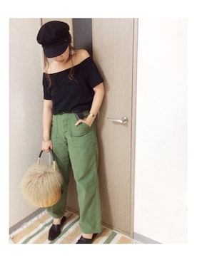 「TODAYFUL（トゥデイフル）のアイテム（かごバッグ）」を使った、manachin◡̈*さん（レディース・156cm）の秋コーディネート