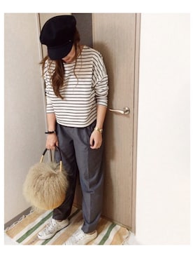 「TODAYFUL（トゥデイフル）のアイテム（かごバッグ）」を使った、manachin◡̈*さん（レディース・156cm）の秋コーディネート