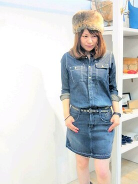 「TYPE BLUE（タイプブルー）のアイテム（スカート）」を使った、Takematsuさん（レディース・156cm）の秋コーディネート