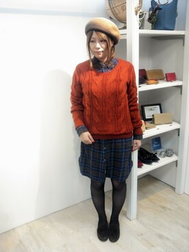 「AVIREX（アヴィレックス）のアイテム（ハンチング/ベレー帽）」を使った、Takematsuさん（レディース・156cm）の冬コーディネート