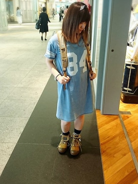 「TYPE BLUE（タイプブルー）のアイテム（ワンピース）」を使った、Takematsuさん（レディース・156cm）の夏コーディネート
