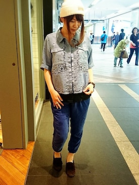 「TYPE BLUE（タイプブルー）のアイテム（パンツ）」を使った、Takematsuさん（レディース・156cm）の夏コーディネート