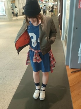 「TYPE BLUE（タイプブルー）のアイテム（ワンピース）」を使った、Takematsuさん（レディース・156cm）の夏コーディネート